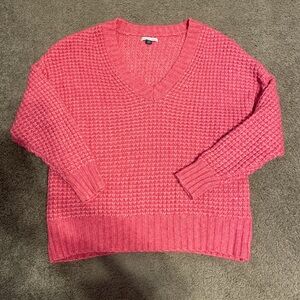Women's Pink V-Neck Sweater